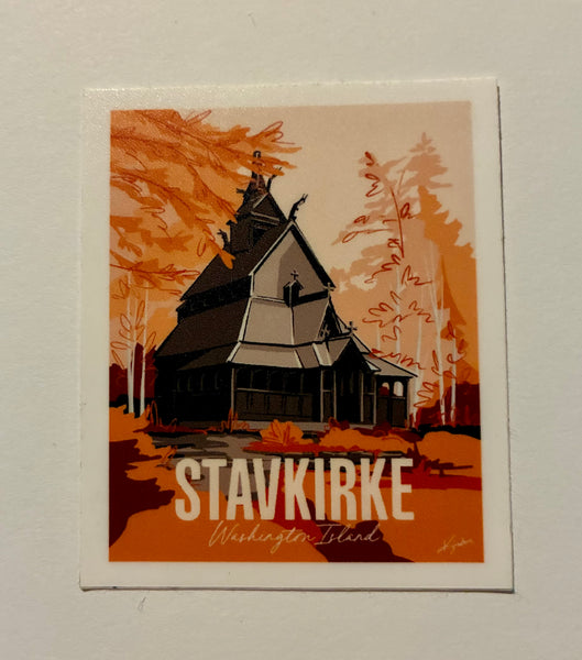 Washington Island Stavkirke Sticker