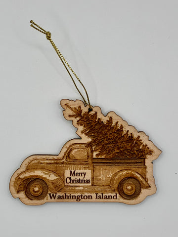 Washington Island Wood Christmas Truck Ornament