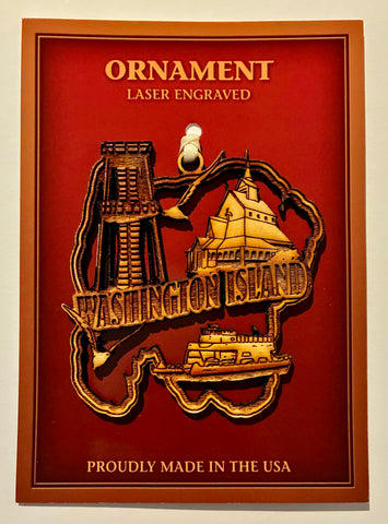 Laser Engraved Washington Island Ornament