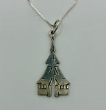 Sterling Silver “Stavkirke” Washington Island Necklace