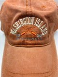 Washington Island Crossed Oars Embroidered Baseball Hat- choice of blue or orange