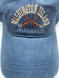 Washington Island Crossed Oars Embroidered Baseball Hat- choice of blue or orange
