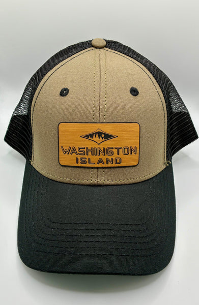 Washington Island Emblem Baseball Hat- black & tan