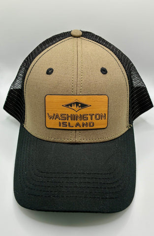Washington Island Emblem Baseball Hat- black & tan
