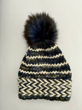Handmade Winter Hat, knit Beanie w Merino Wool & removable Pom