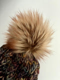 Handmade Winter Hat, knit Beanie w Merino Wool & removable Pom
