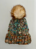 Handmade Winter Hat, knit Beanie w Merino Wool & removable Pom