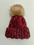 Handmade Winter Hat, knit Beanie w Merino Wool & removable Pom