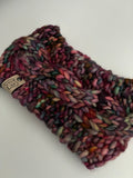 Handmade Cabled Headwrap knit w Merino Wool winter Headband, multicolored