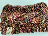 Handmade Cabled Headwrap knit w Merino Wool winter Headband, multicolored