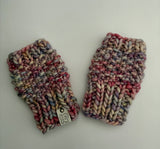 Fingerless Hand Warmers, knit w Merino Wool, multicolored