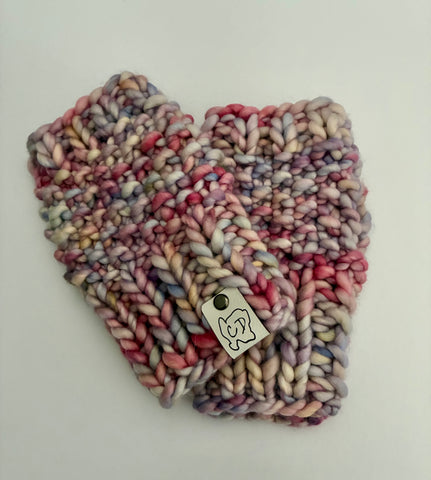 Fingerless Hand Warmers, knit w Merino Wool, multicolored