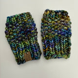 Fingerless Hand Warmers, knit w Merino Wool, multicolored