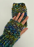 Fingerless Hand Warmers, knit w Merino Wool, multicolored