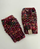 Fingerless Hand Warmers, knit w Merino Wool, multicolored