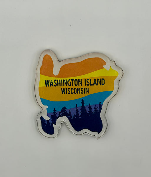 Acrylic Washington Island Map Magnet