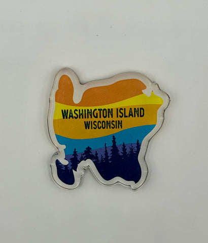 Acrylic Washington Island Map Magnet