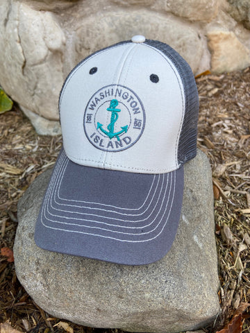 Embroidered Mesh Back Washington Island Hat
